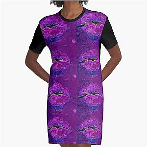 Purple kiss lips Graphic T-Shirt Dress