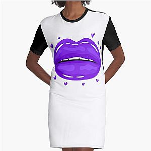 Valentine Lips Purple kiss Graphic T-Shirt Dress