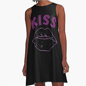 Romantic Purple KISS Graphic A-Line Dress