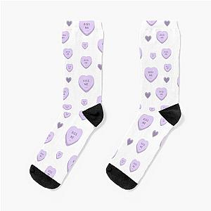 Purple Kiss Me Hearts Socks