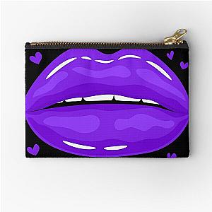 Valentine Lips Purple kiss Zipper Pouch