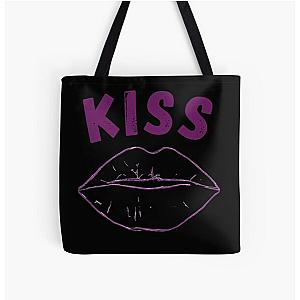 Romantic Purple KISS Graphic All Over Print Tote Bag