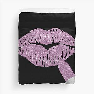 Lilac Lips, deep lilac purple lipstick on kissing lips, purple kiss Duvet Cover