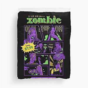 Retro Comic Purple Kiss Zombie Shirt Duvet Cover