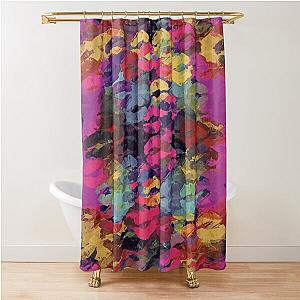 pink red yellow and purple kisses lipstick abstract background Shower Curtain