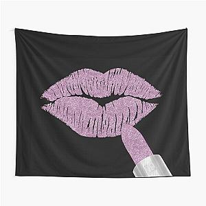 Lilac Lips, deep lilac purple lipstick on kissing lips, purple kiss Tapestry