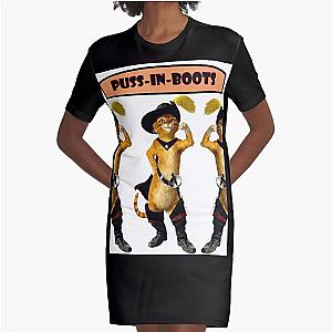 PUSS IN BOOTS :Sword Cat Abstract Print Graphic T-Shirt Dress