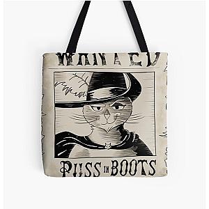 Puss in Boots Wanted Poster All Over Print Tote Bag