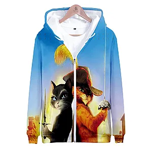 Puss in Boots The Last Wish Cartoon Movie Unisex Zipper Sweatshirt Hoodies