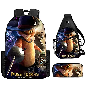 Puss in Boots Cosplay School Backpack Shoulder Bag Pencil Case Set