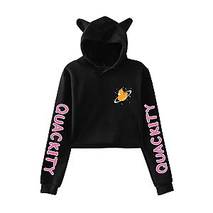 Quackity Hoodies - Quackity Cat Ear Croptop Hoodie
