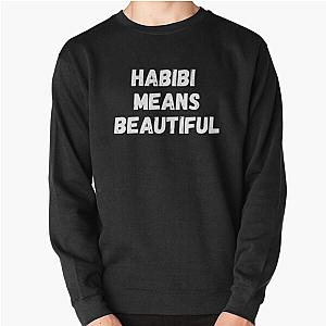 Quackity Sweatshirts - Habibi Means Beautiful - Quackity Beanie - Bold White  Pullover Sweatshirt RB2905