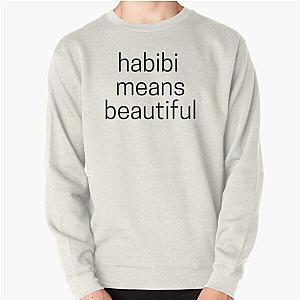 Quackity Sweatshirts - Habibi Means Beautiful - Quackity Beanie - white Pullover Sweatshirt RB2905