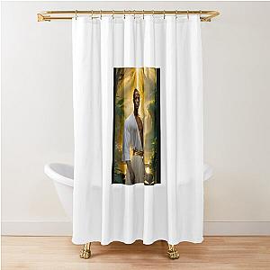 Quando Rondo in White Robe Shower Curtain