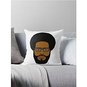 Hip Hop Drummer Cartoon Head (color) Throw Pillow
