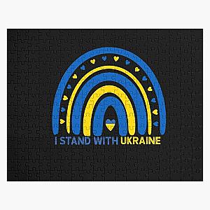 Ukraine Rainbow Flag I Stand with Ukraine Ukrainian Flag Ukraine Support Jigsaw Puzzle RB1603