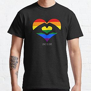 Rainbow T-Shirts - Love Is Love LGBT Rainbow Heart  Classic T-Shirt RB1603
