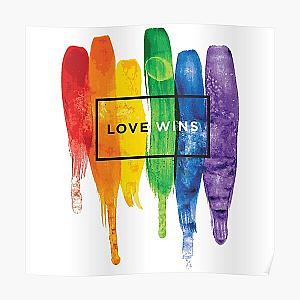 Watercolor LGBT Love Wins Rainbow Paint Typographic Poster RB1603