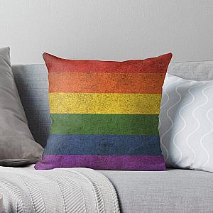 Old and Worn Distressed Vintage Gay Pride Rainbow Flag Throw Pillow RB1603