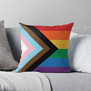 Progress Pride Flag LGBTQ+ BIPOC Inclusive Queer Gay Pride Flag  Throw Pillow RB1603