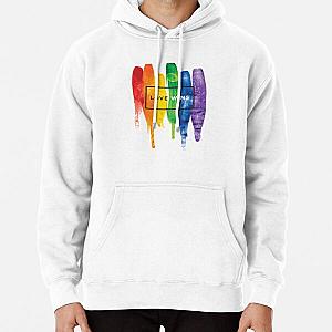 Rainbow Hoodies - Watercolor LGBT Love Wins Rainbow Paint Typographic Pullover Hoodie RB1603