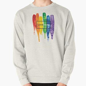 Rainbow Sweatshirts - Watercolor LGBT Love Wins Rainbow Paint Typographic Pullover Sweatshirt RB1603