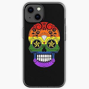 Gay Pride Rainbow Flag Sugar Skull with Roses  iPhone Soft Case RB1603