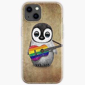 Baby Penguin Playing Gay Pride Rainbow Flag Guitar iPhone Soft Case RB1603