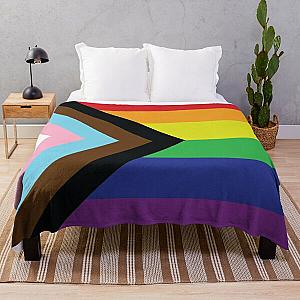 Progress Flag LGBT Rainbow Pride LGBTQIA+ Throw Blanket RB1603