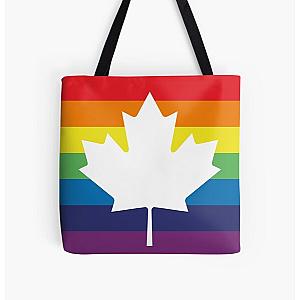 Rainbow Bags - Rainbow Canadian Flag Gay Pride LGBT Queer Maple Leaf All Over Print Tote Bag RB1603