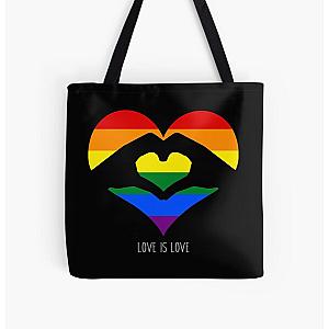 Rainbow Bags - Love Is Love LGBT Rainbow Heart  All Over Print Tote Bag RB1603
