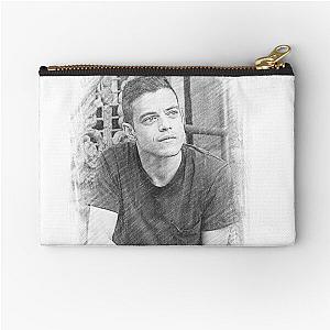 pencil drawing rami malek Zipper Pouch