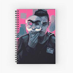 Mr. Robot and His Mask - Rami Malek Fanart Spiral Notebook