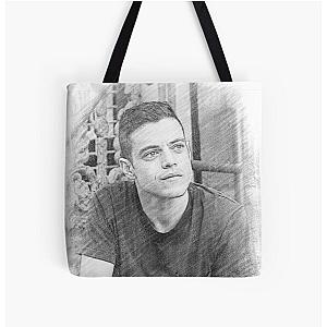 pencil drawing rami malek All Over Print Tote Bag