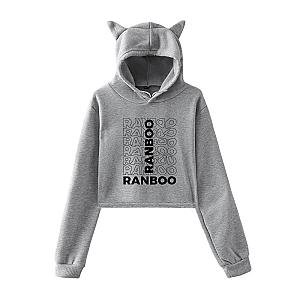 Ranboo Hoodies - Ranboo Printing Cat Ear Crop Top Hoodie