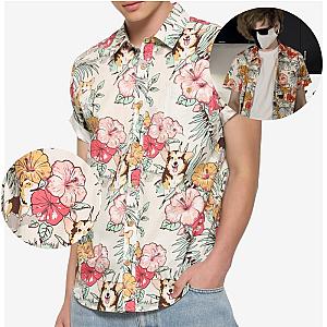 Ranboo T-shirts – Tropical Corgi Vibes Short-sleeve Pocket Shirt