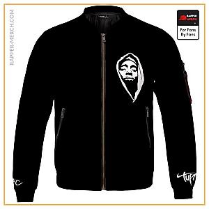 Tupac Shakur Jackets - 2Pac Face With Hoodie Silhouette Black Bomber Jacket RM0310