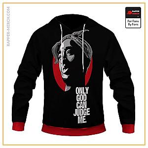 Tupac Shakur Hoodies - Only God Can Judge Me 2Pac Shakur Head Art Pullover Hoodie RM0310