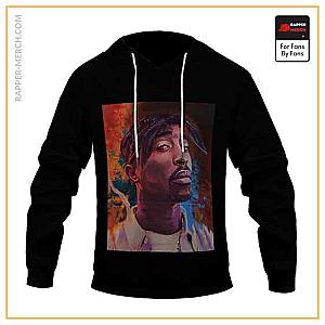 Tupac Shakur Hoodies - Rap Icon Tupac Amaru Shakur Painting Black Hoodie Jacket RM0310