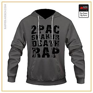 Tupac Shakur Hoodies - 2Pac Shakur Death Rap Typography Art Gray Pullover Hoodie RM0310