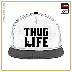 Tupac Shakur Caps - Tupac Makaveli Thug Life Gun Logo White Snapback Cap RM0310