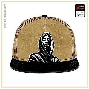 Tupac Shakur Caps - Hooded Tupac Amaru Shakur Logo Design Khaki Snapback RM0310