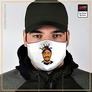 Tupac Shakur Face Maskes - Dear Mama Crowned King Tupac Shakur Art White Face Mask RM0310