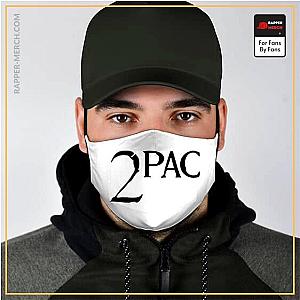 Tupac Shakur Face Maskes - Rap Icon 2Pac Shakur Typography Art White Cloth Face Mask RM0310