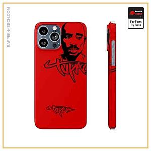 Tupac Shakur Cases - Tupac Makaveli Face And Name Logo Red iPhone 13 Fitted Case RM0310