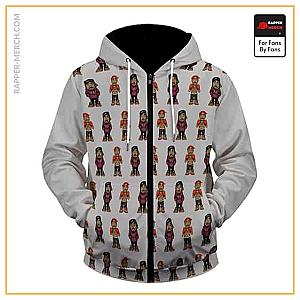 Tupac Shakur Zipped Hoodies - Stunning Tupac Shakur Cartoon Pattern Zip Up Hoodie RM0310