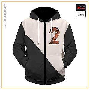 Tupac Shakur Zipped Hoodies - Minimalistic 2Pac Artwork Tri Color Dope Zip Up Hoodie RM0310