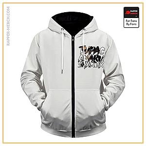 Tupac Shakur Zipped Hoodies - Minimalistic Tupac Shakur Artwork Off White Zip Up Hoodie RM0310