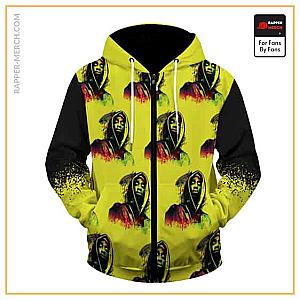 Tupac Shakur Zipped Hoodies - Amazing 2Pac Shakur Rasta Colors Pattern Zip Up Hoodie RM0310