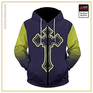 Tupac Shakur Zipped Hoodies - Tupac Shakur Iconic Cross Logo Vibrant Zip Up Hoodie RM0310